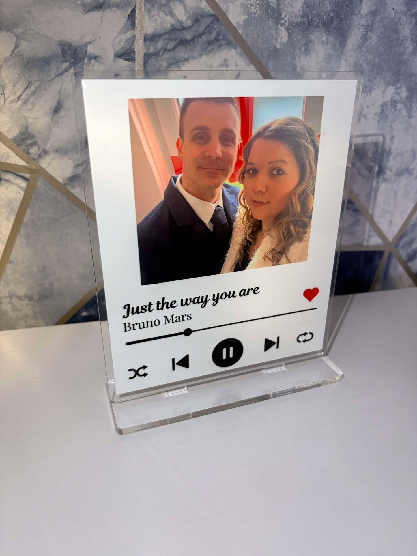 Personalised Photo Song Acrylic Plaque - With Stand