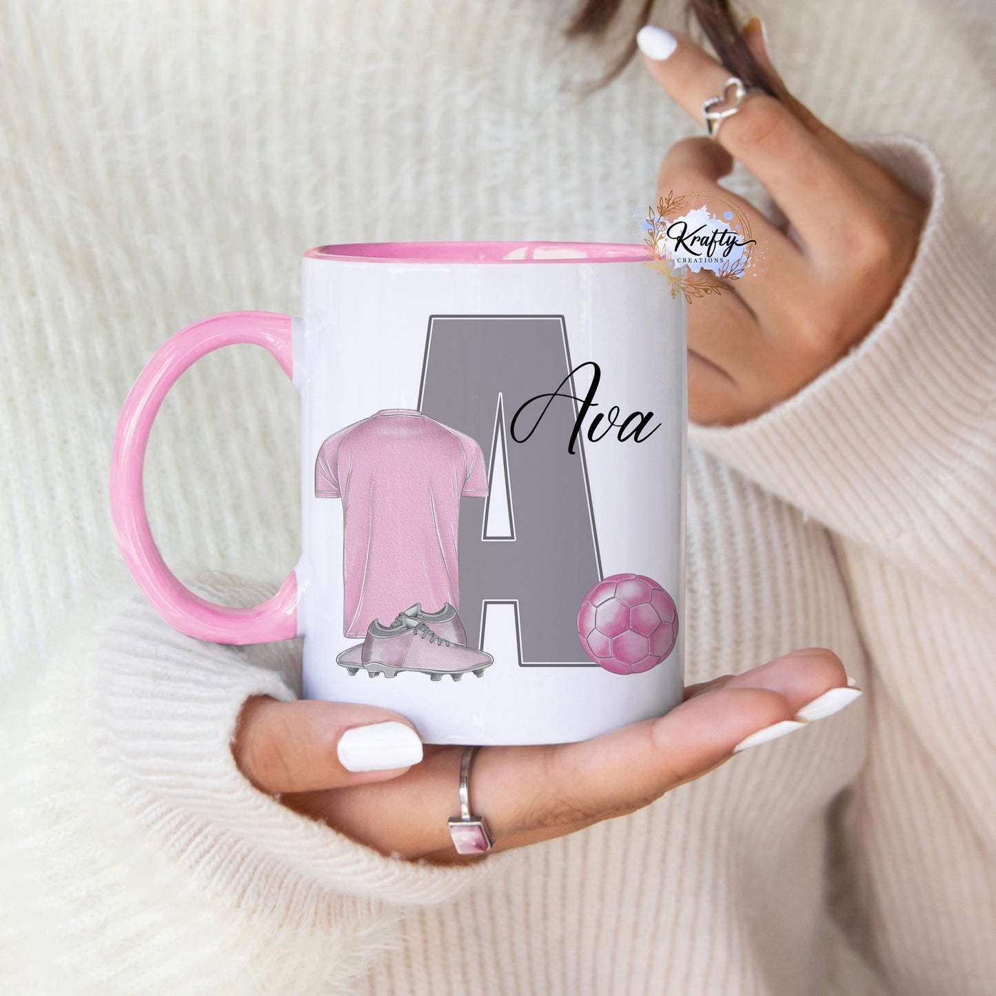 Football inital and name mugs