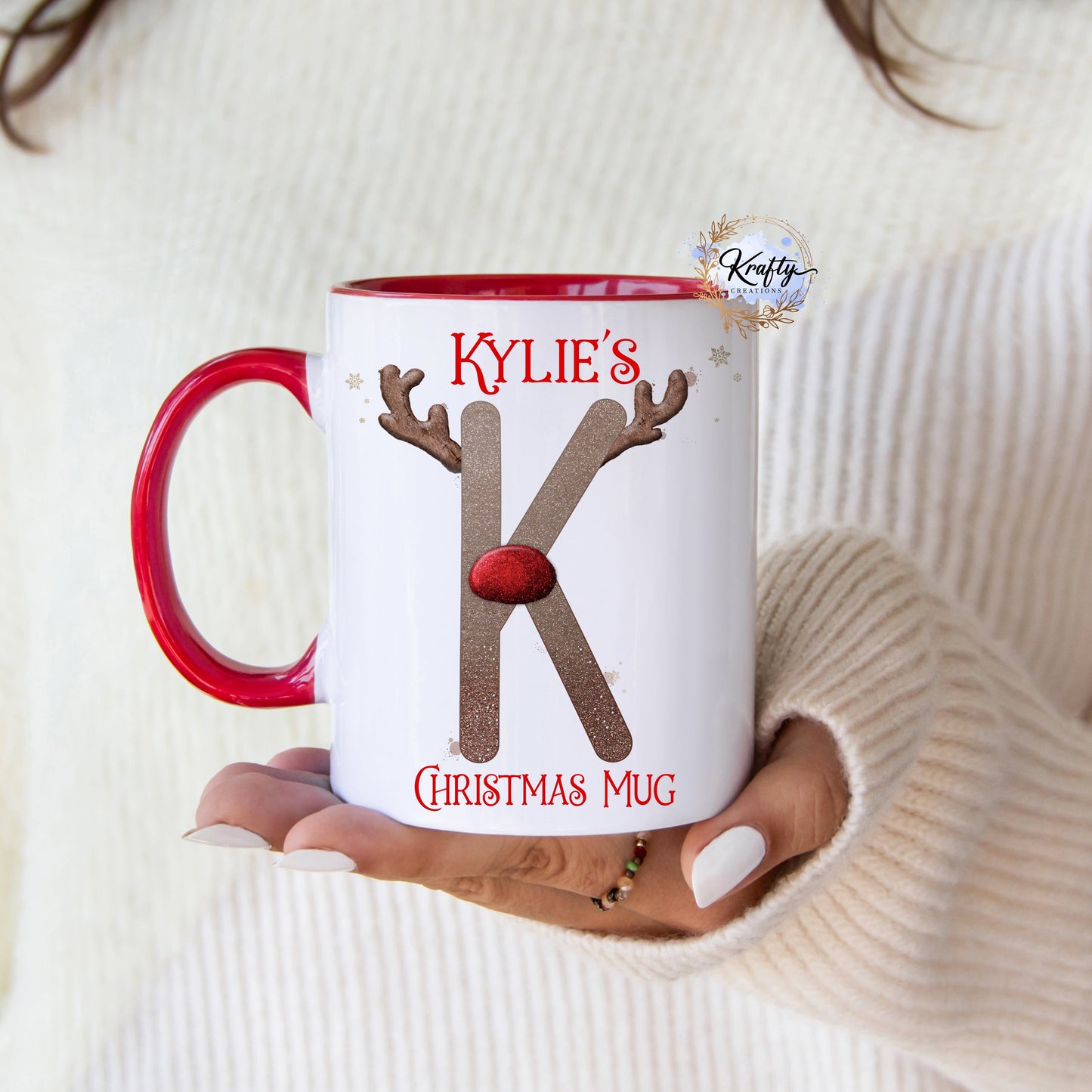 Christmas Reindeer Alphabet Mugs