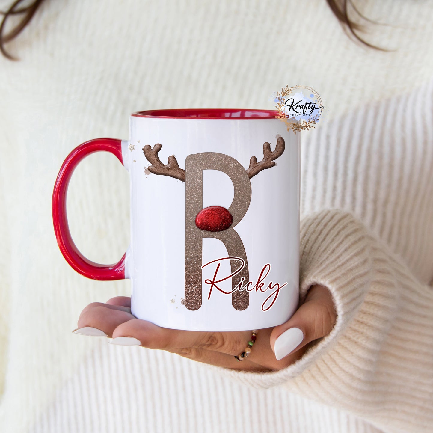 Christmas Reindeer Alphabet Mugs