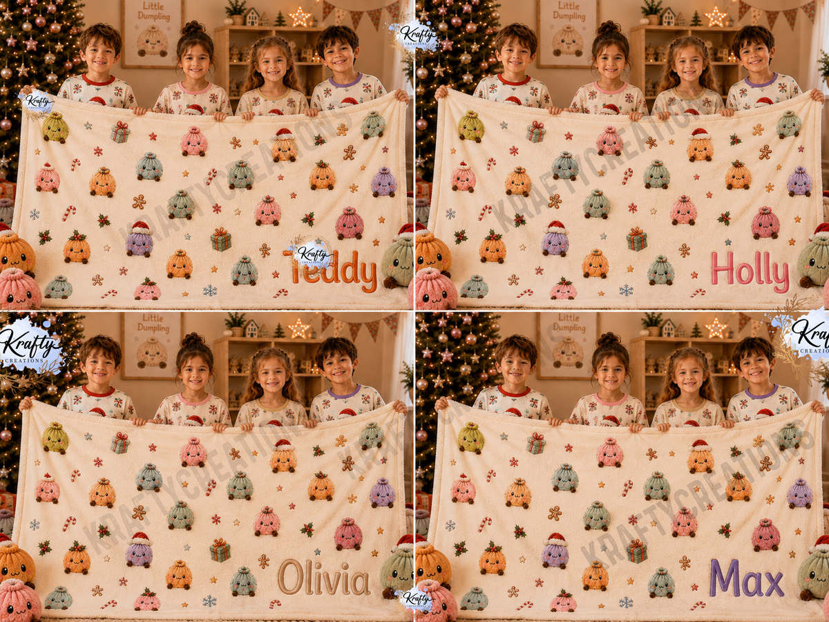 Pastel Christmas Dumplings - Blanket - With Name