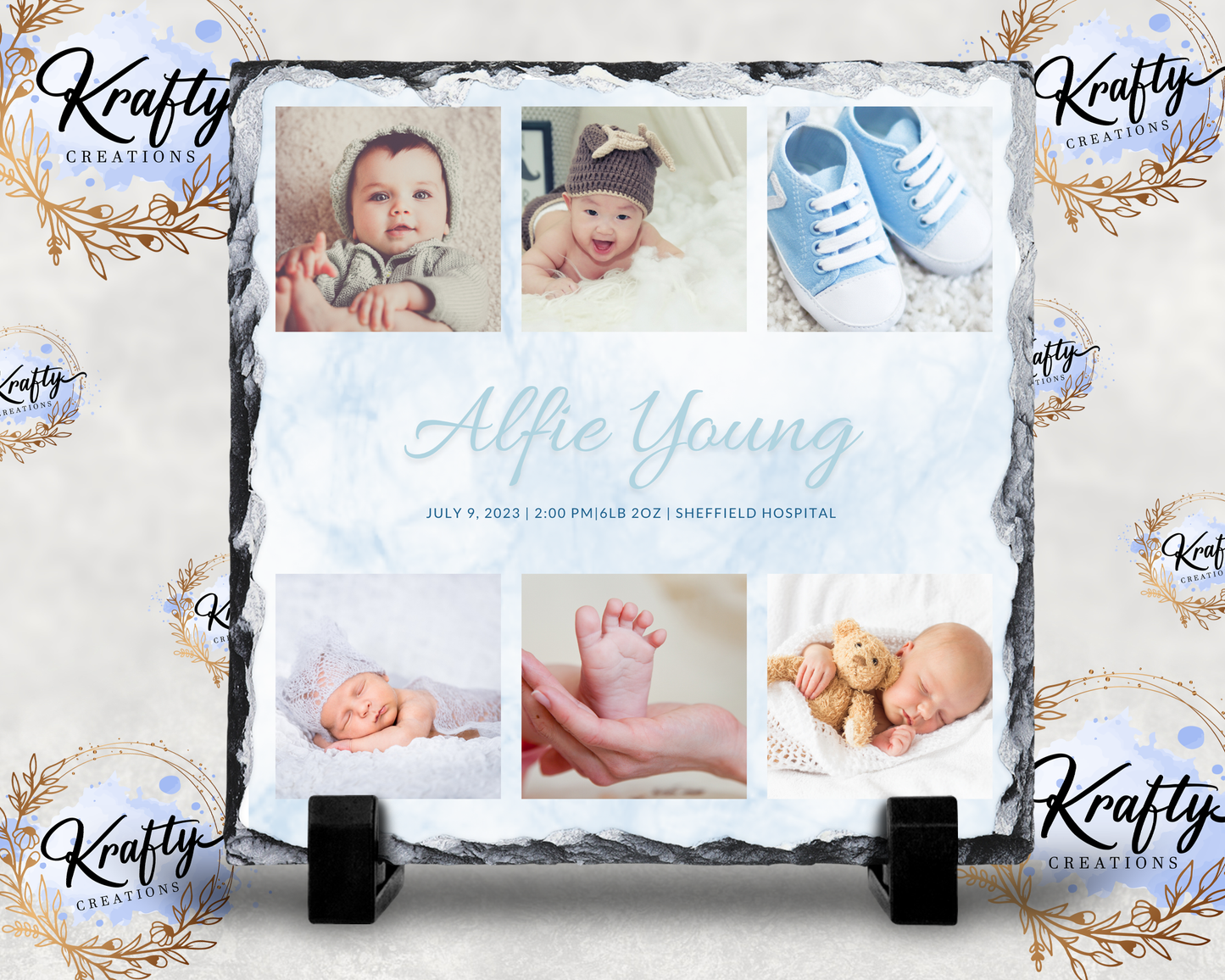 New Baby Pink / Blue Photo Slates - 20x20cm