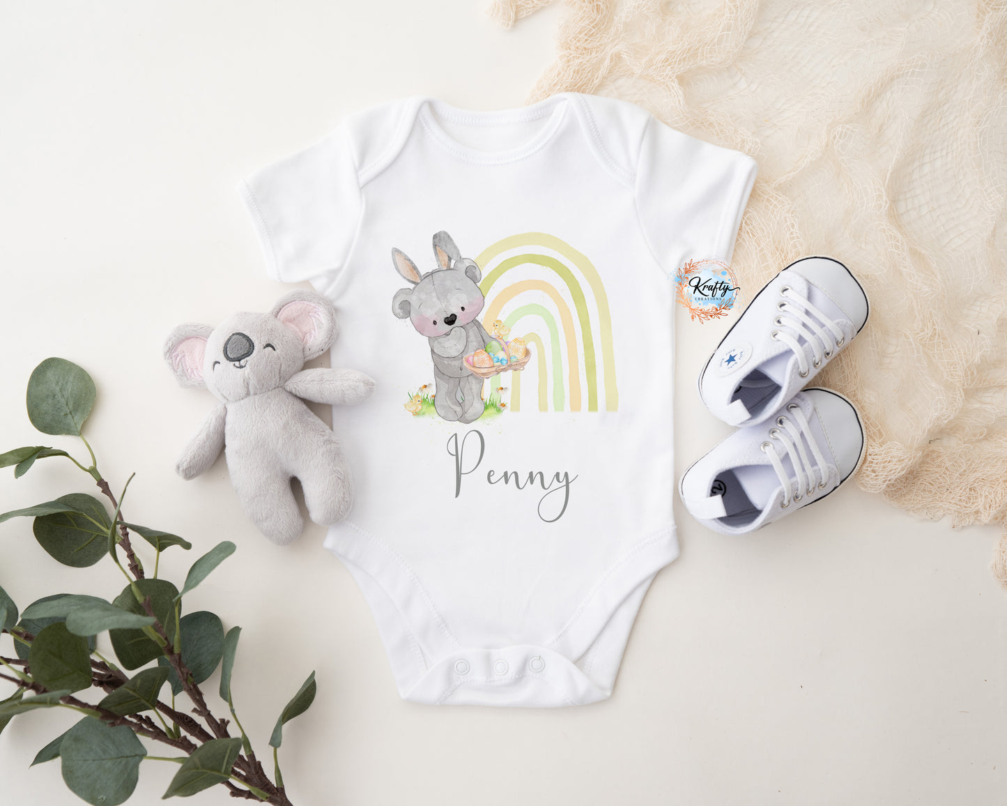 Rainbow Easter Bear Sleepsuits / Vests