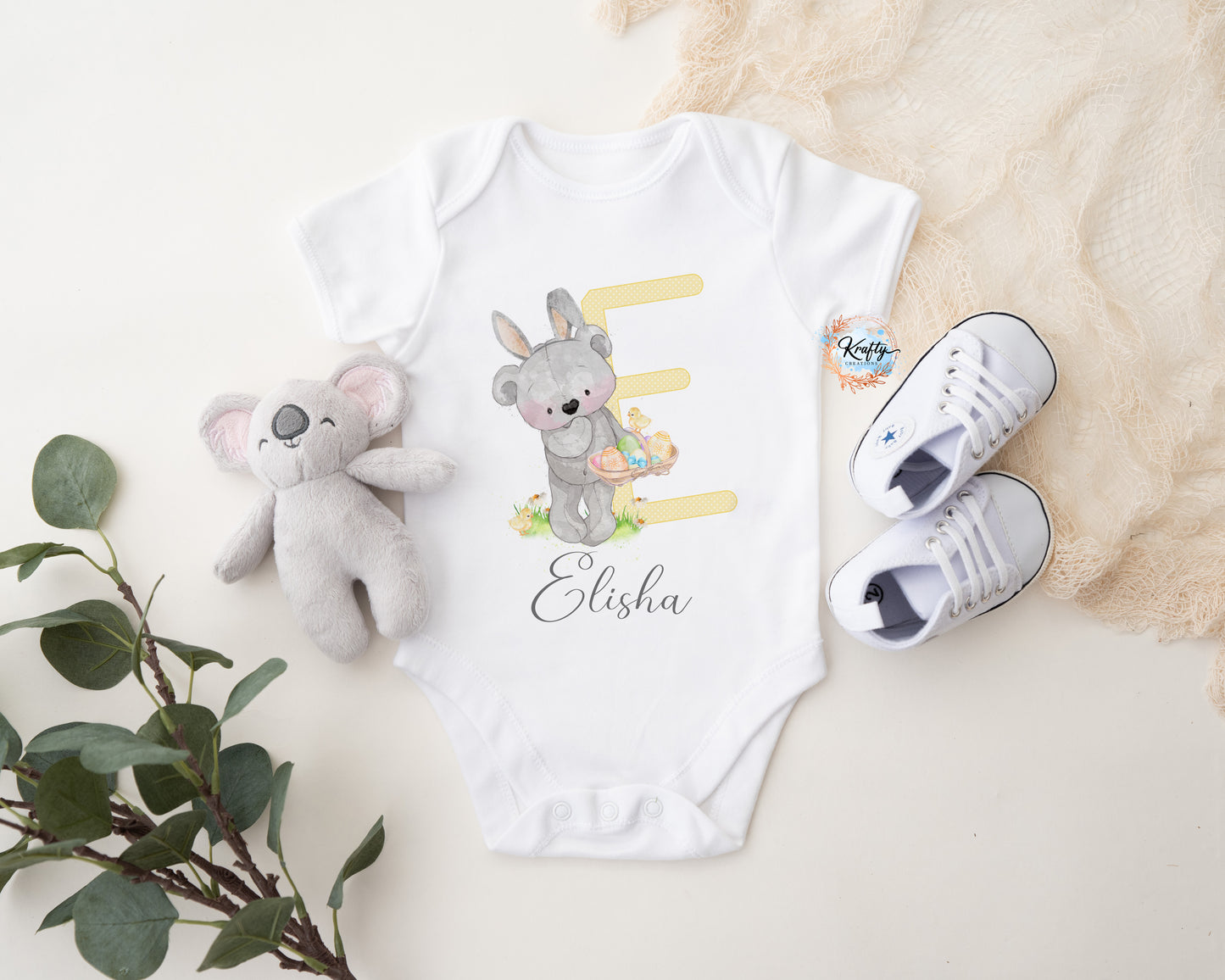 Alphabet Easter Bear Sleepsuits / Vests