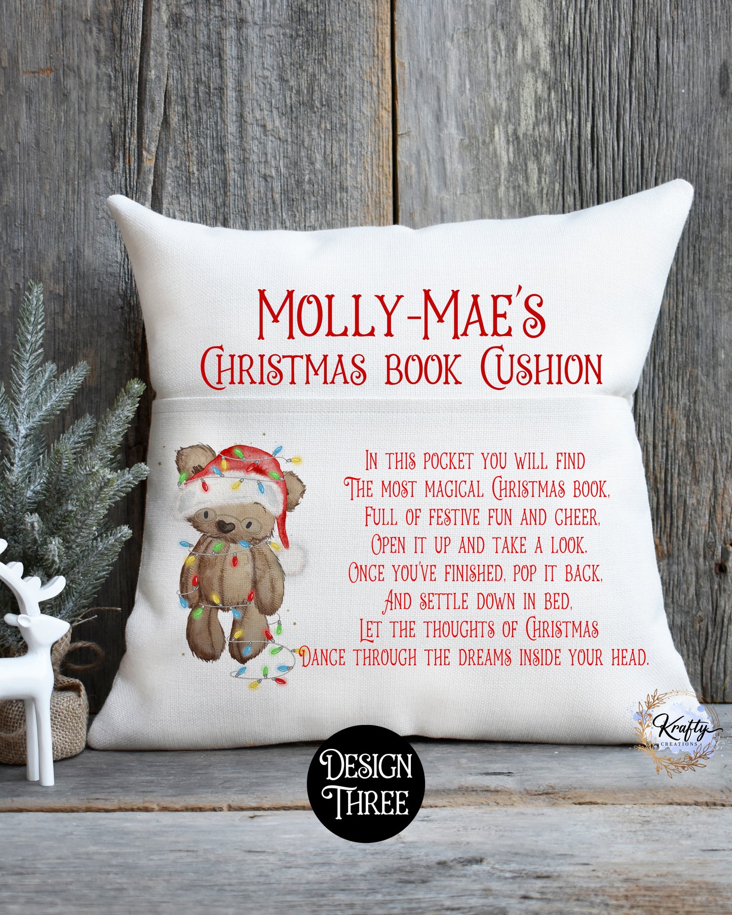 Santa Bear Pocket Cushion