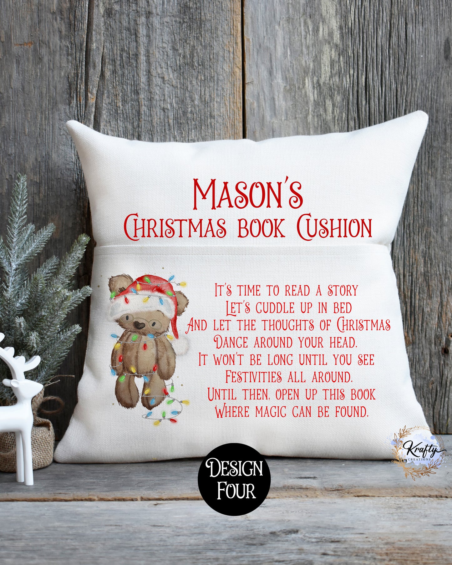 Santa Bear Pocket Cushion