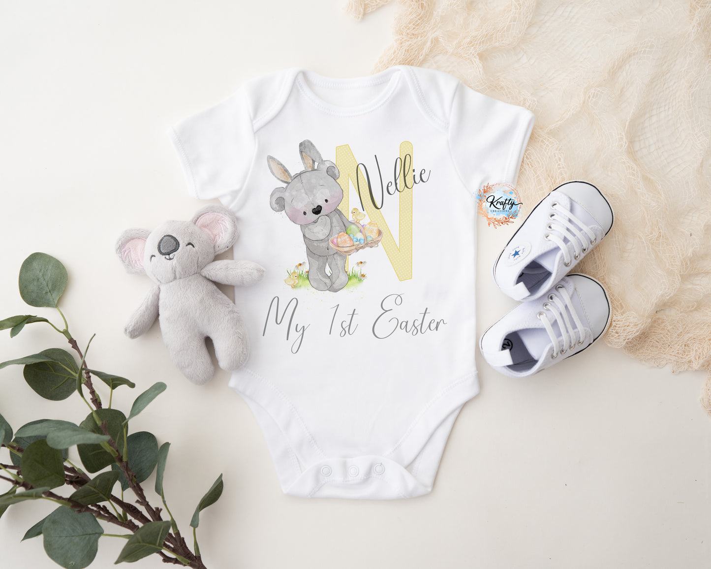 Alphabet Easter Bear Sleepsuits / Vests