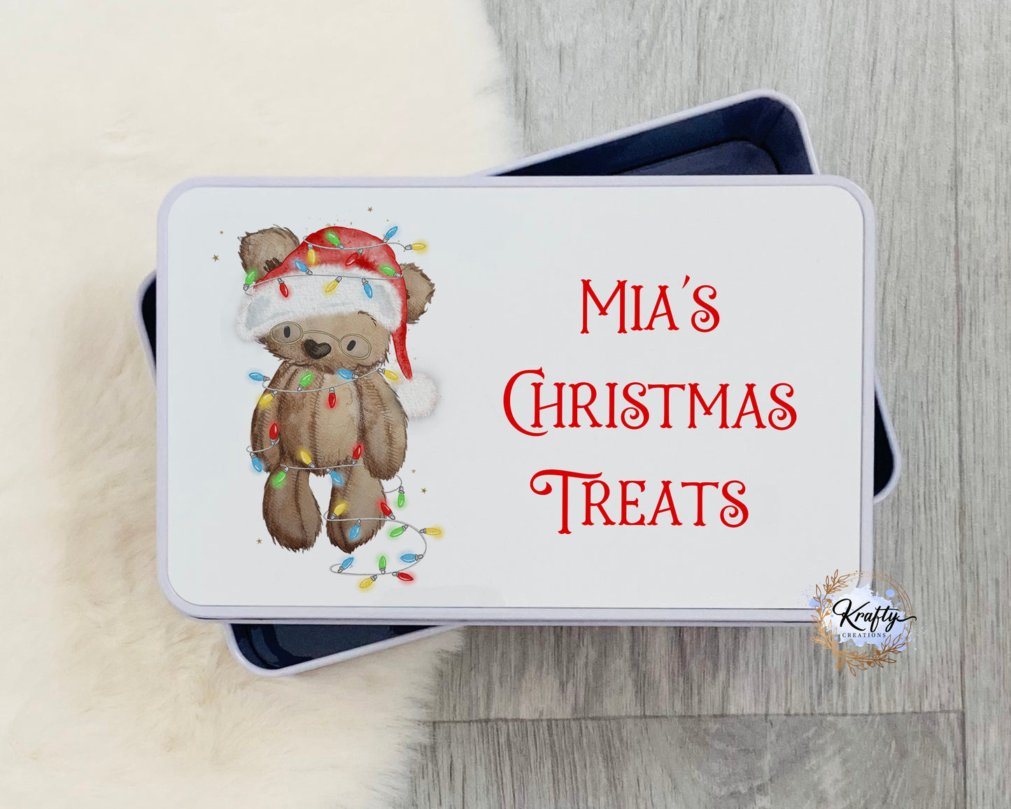 Personalised Santa Bear Tin