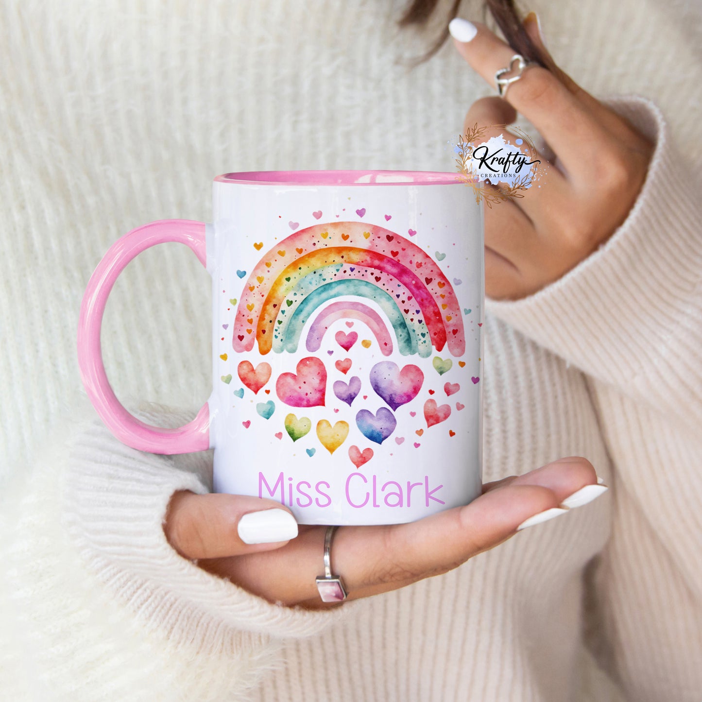 Teacher Mug - Rainbow Hearts