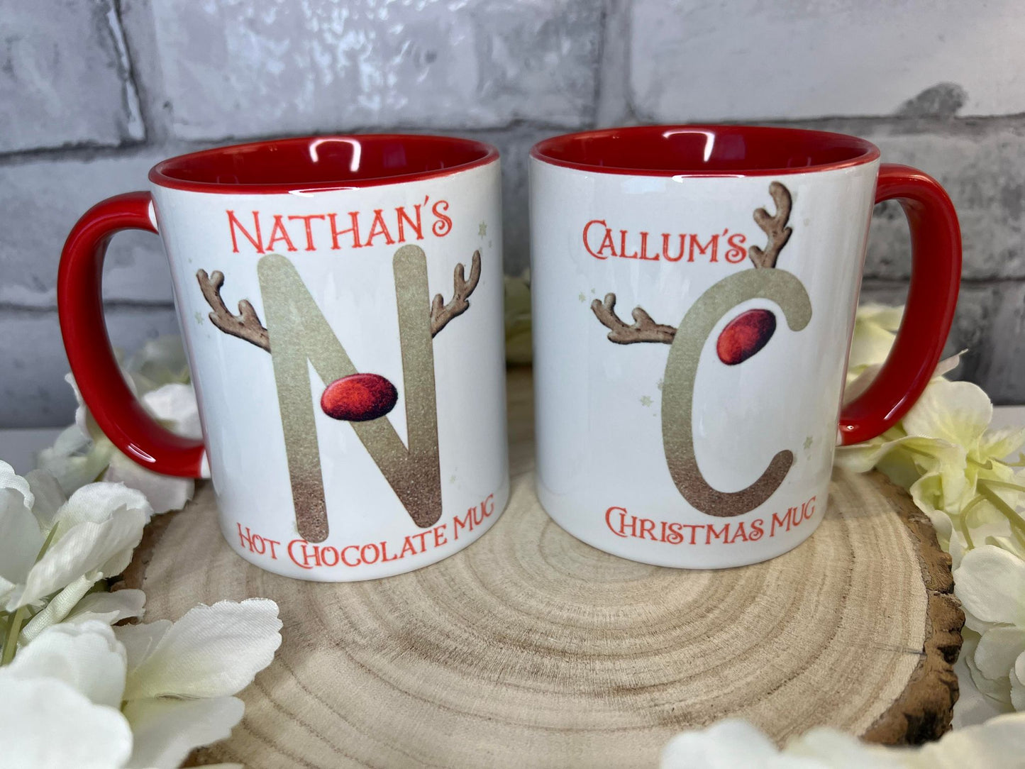 Christmas Reindeer Initial Mug