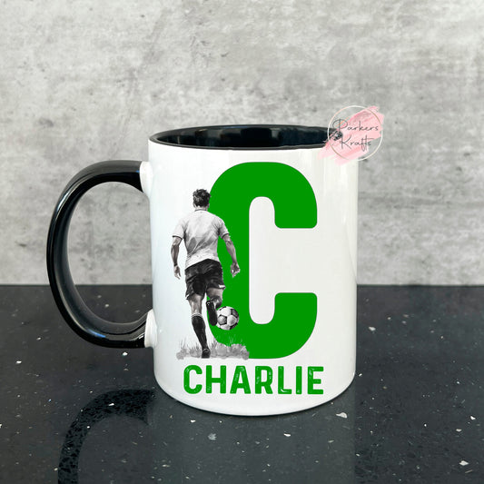 Personalised Football Boy Initial Mugs