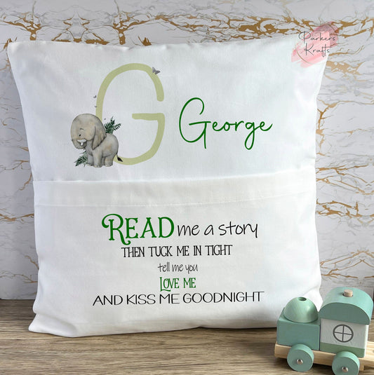 Personalised Elephant Alphabet Book Cushion