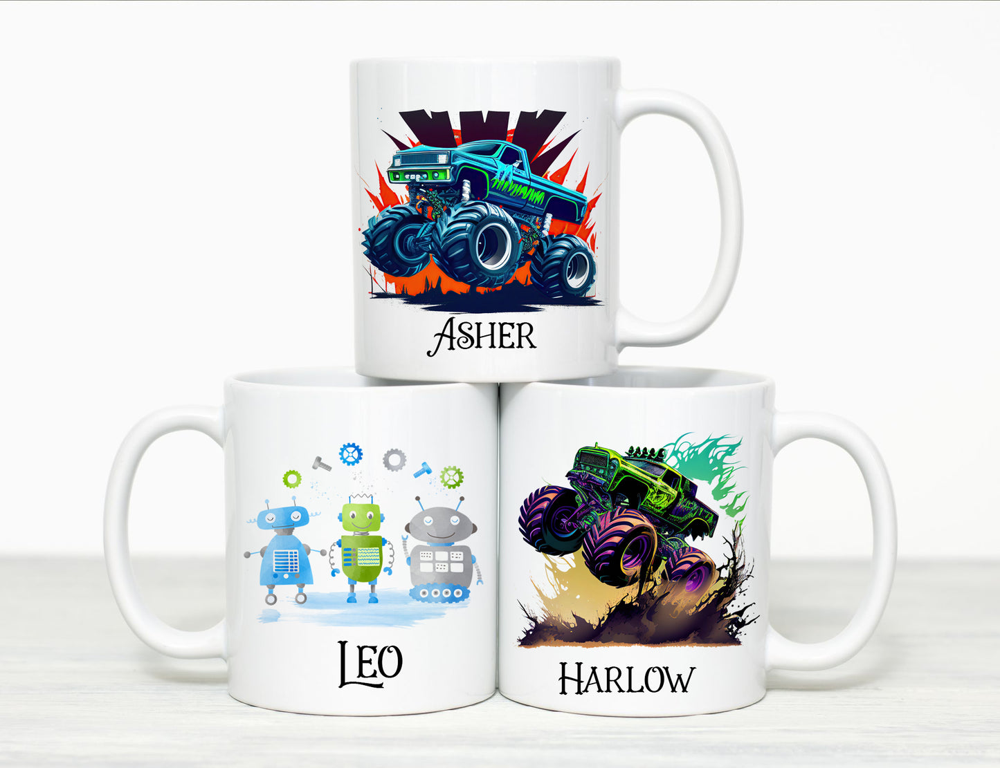 Trucks & Robot Mugs