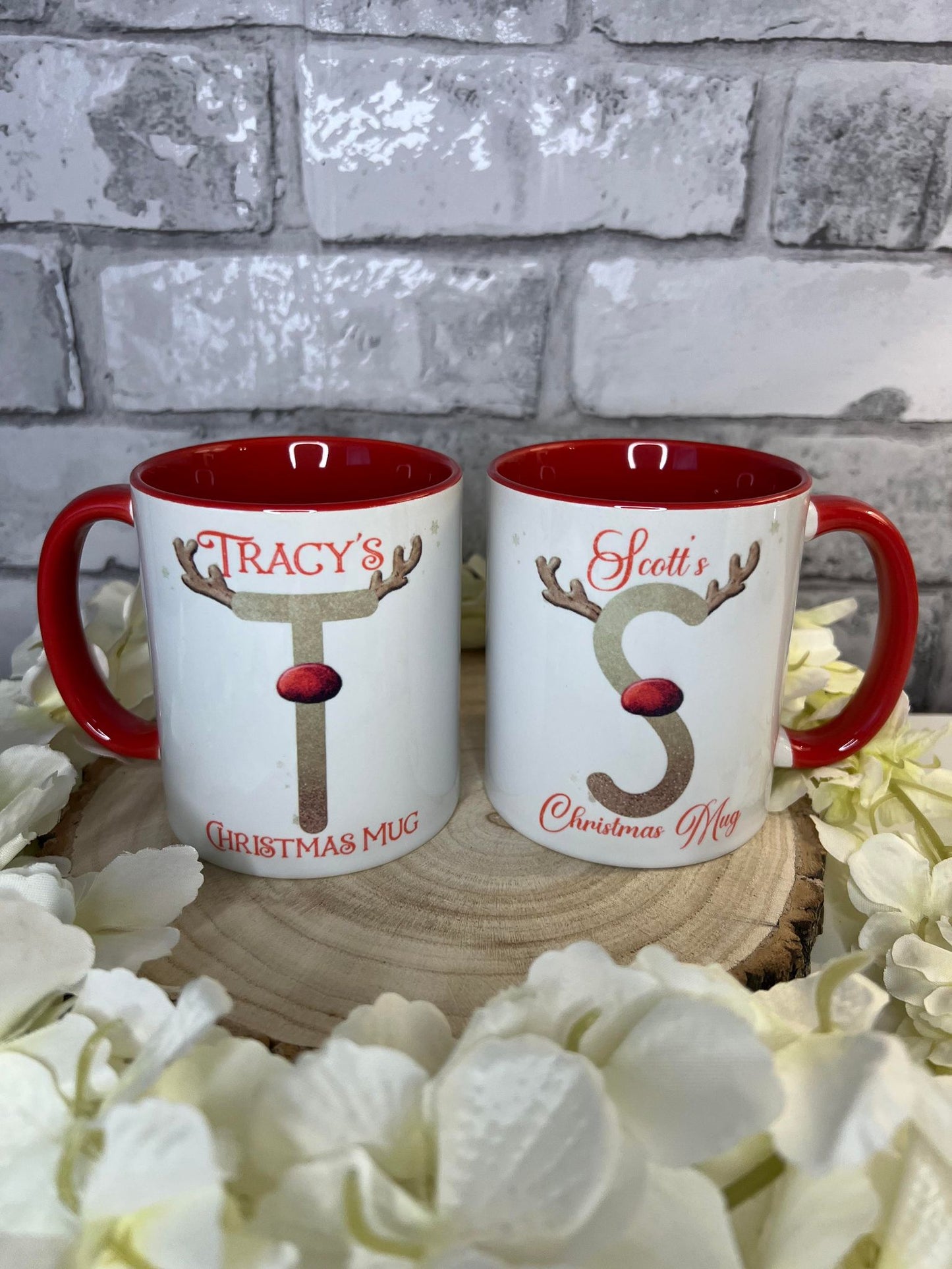 Christmas Reindeer Initial Mug