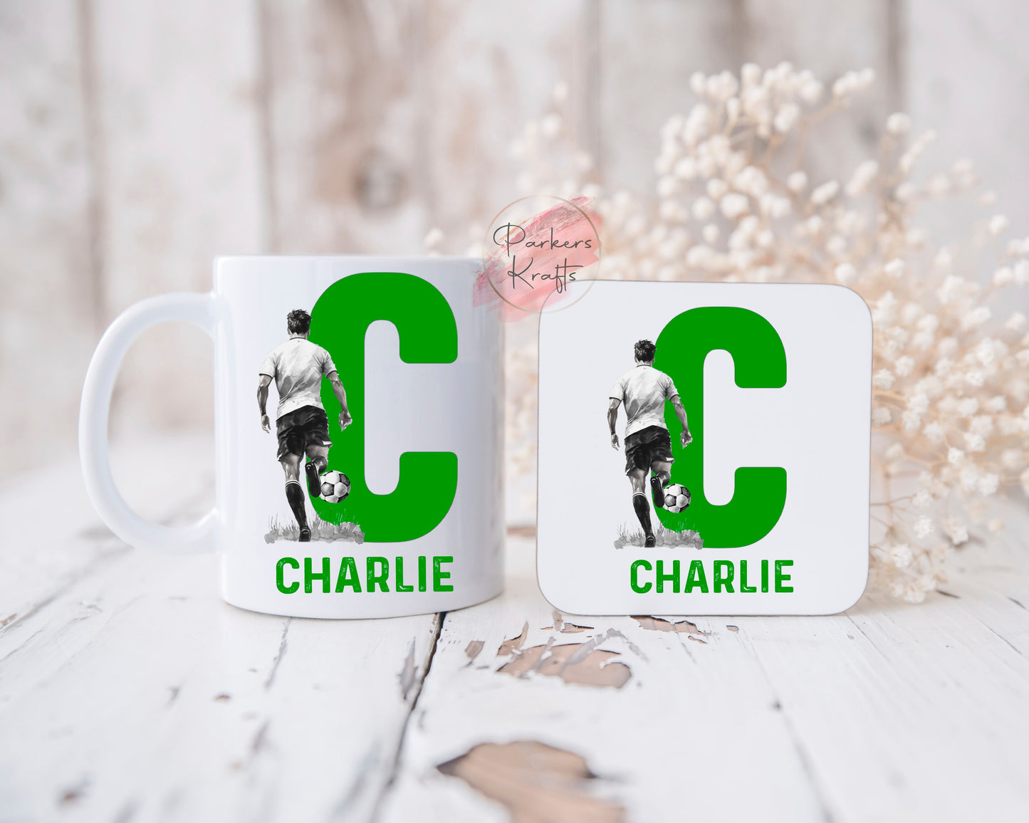 Personalised Football Boy Initial Mugs