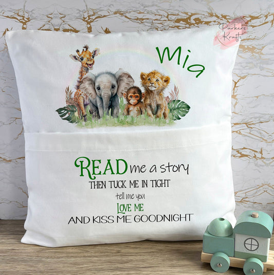 Personalised Safari Book Cushion