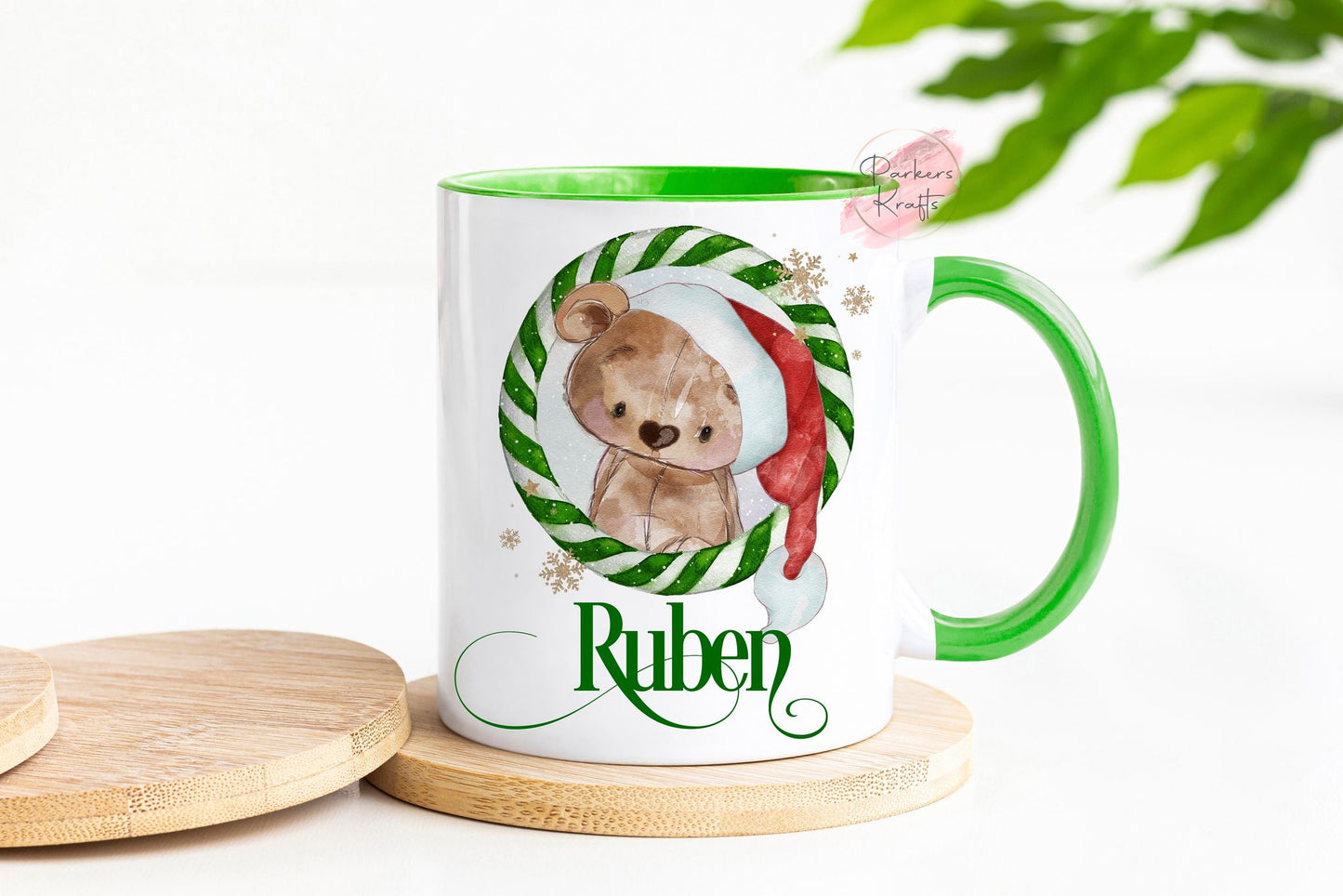 Candy Cane Teddy Bear Christmas Mugs