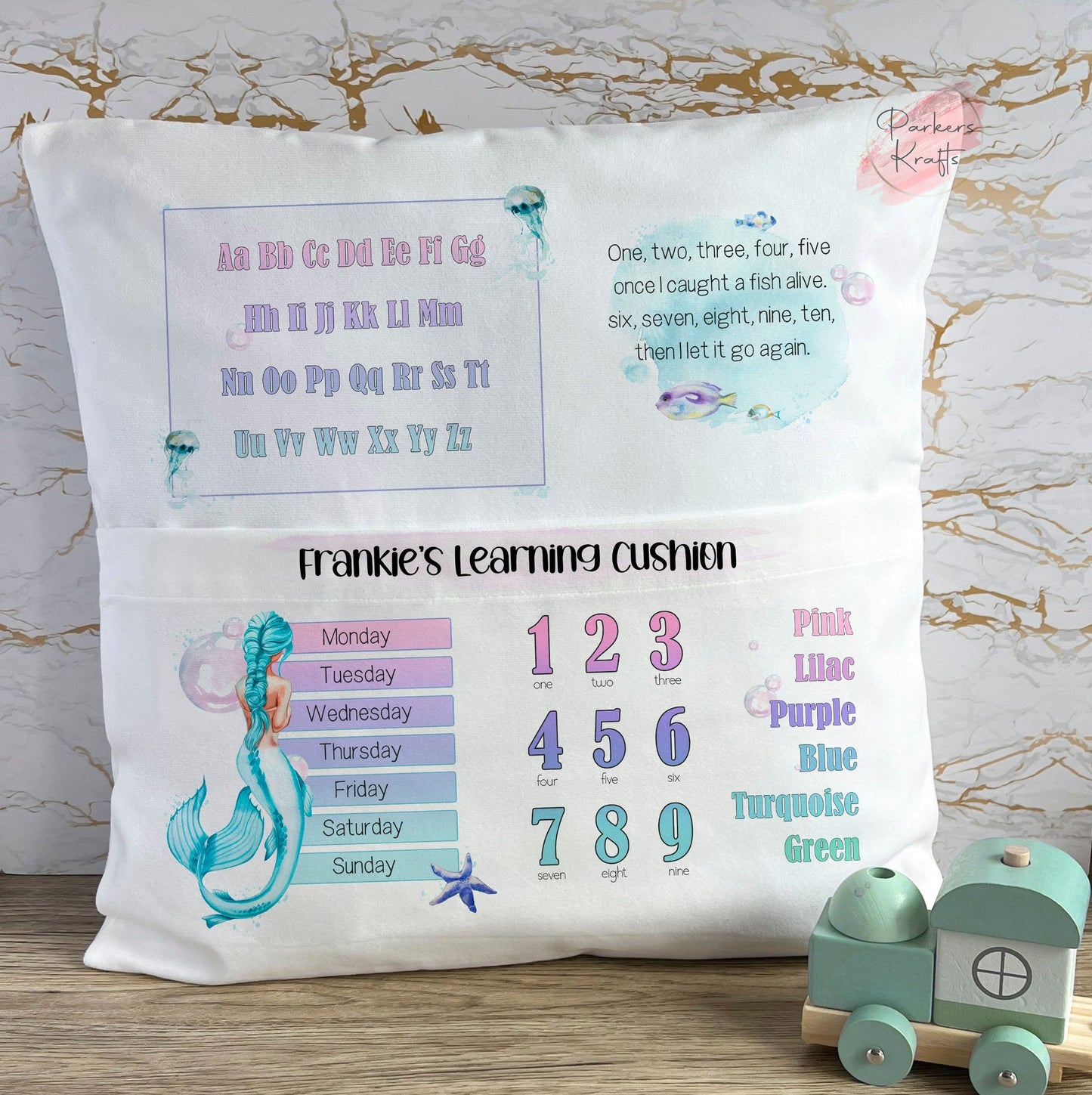 Personalised Mermaid Learning Pocket Cushions