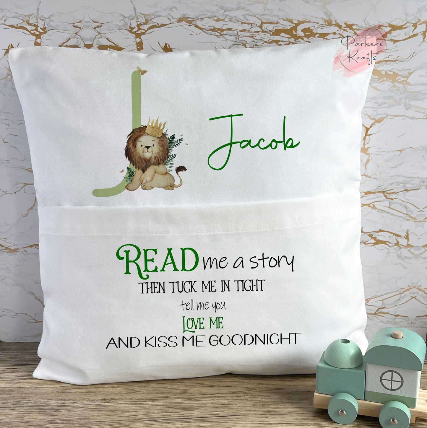 Personalised Lion Alphabet Book Cushion