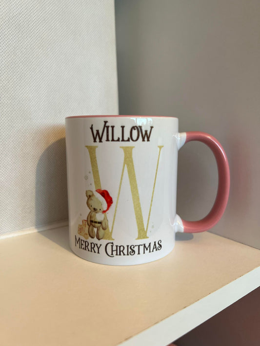 Personalised Santa Bear Initial Mug