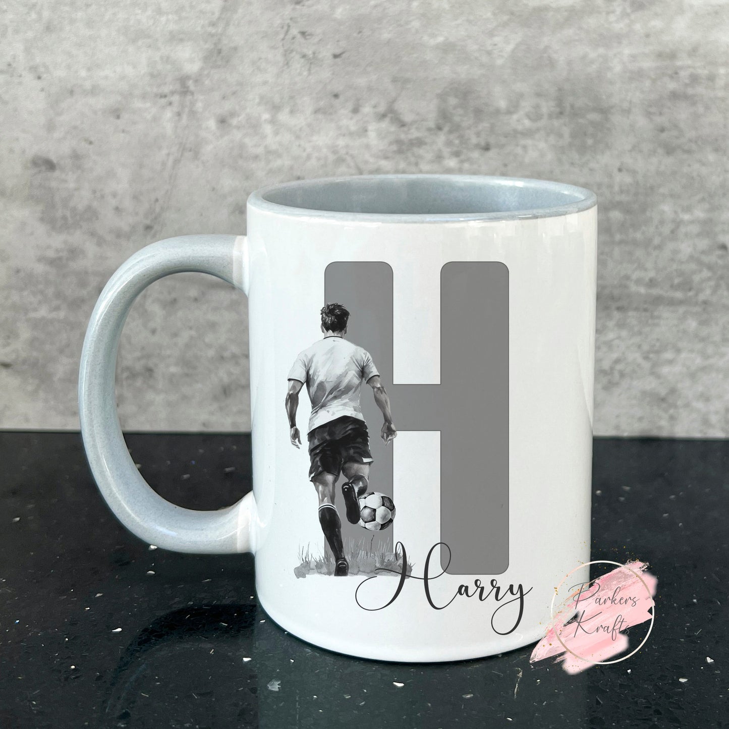 Personalised Football Boy Initial Mugs