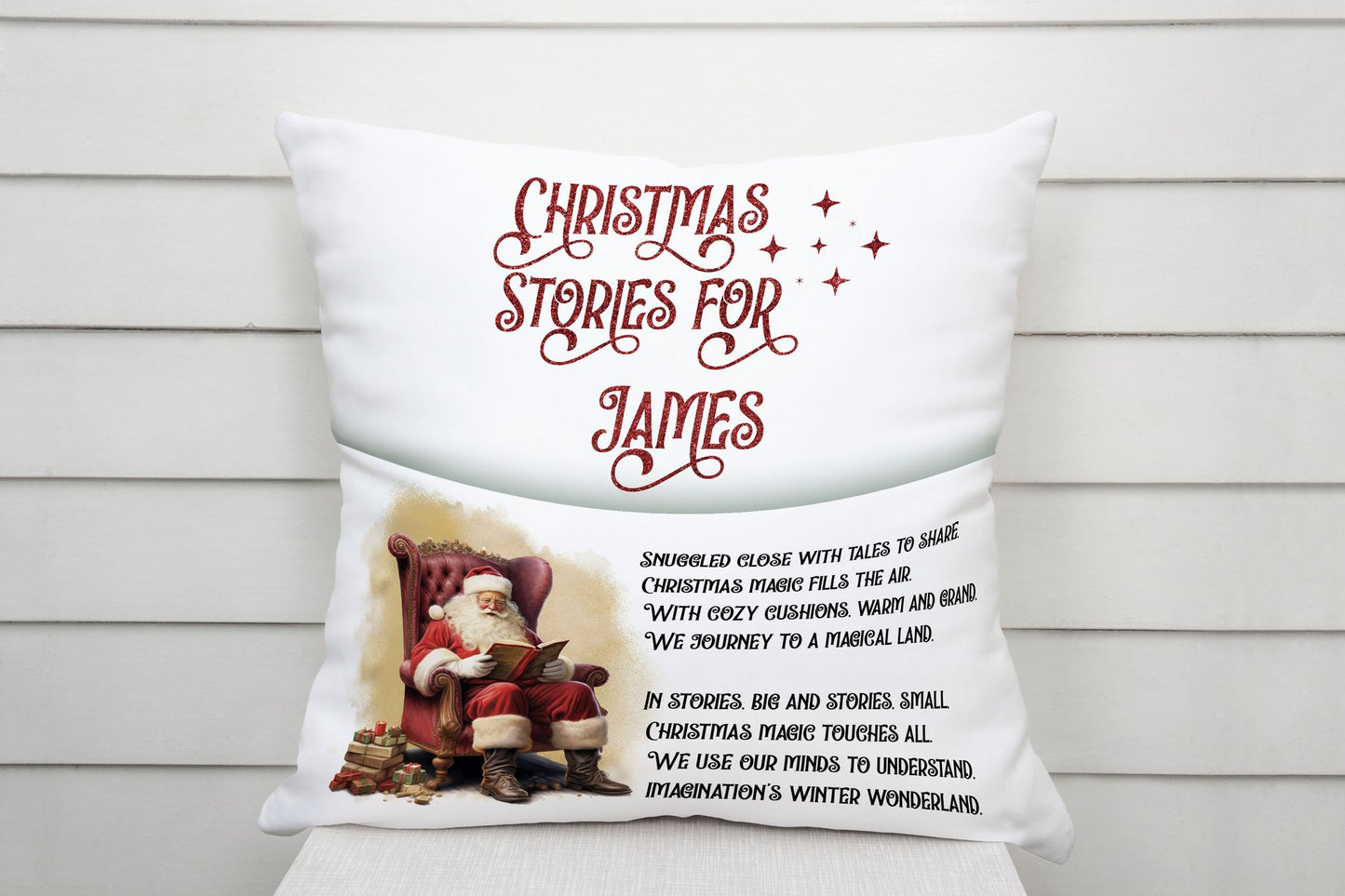 Personalised Santa Christmas Pocket Book Cushion