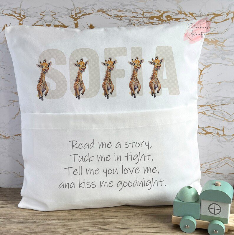 Personalised Giraffe Book Cushions