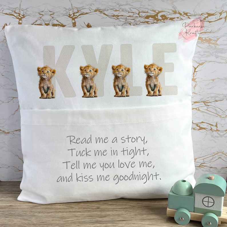 Personalised Cub Lion Book Cushions