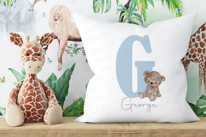 Personalised Teddy Bear Initial Cushions