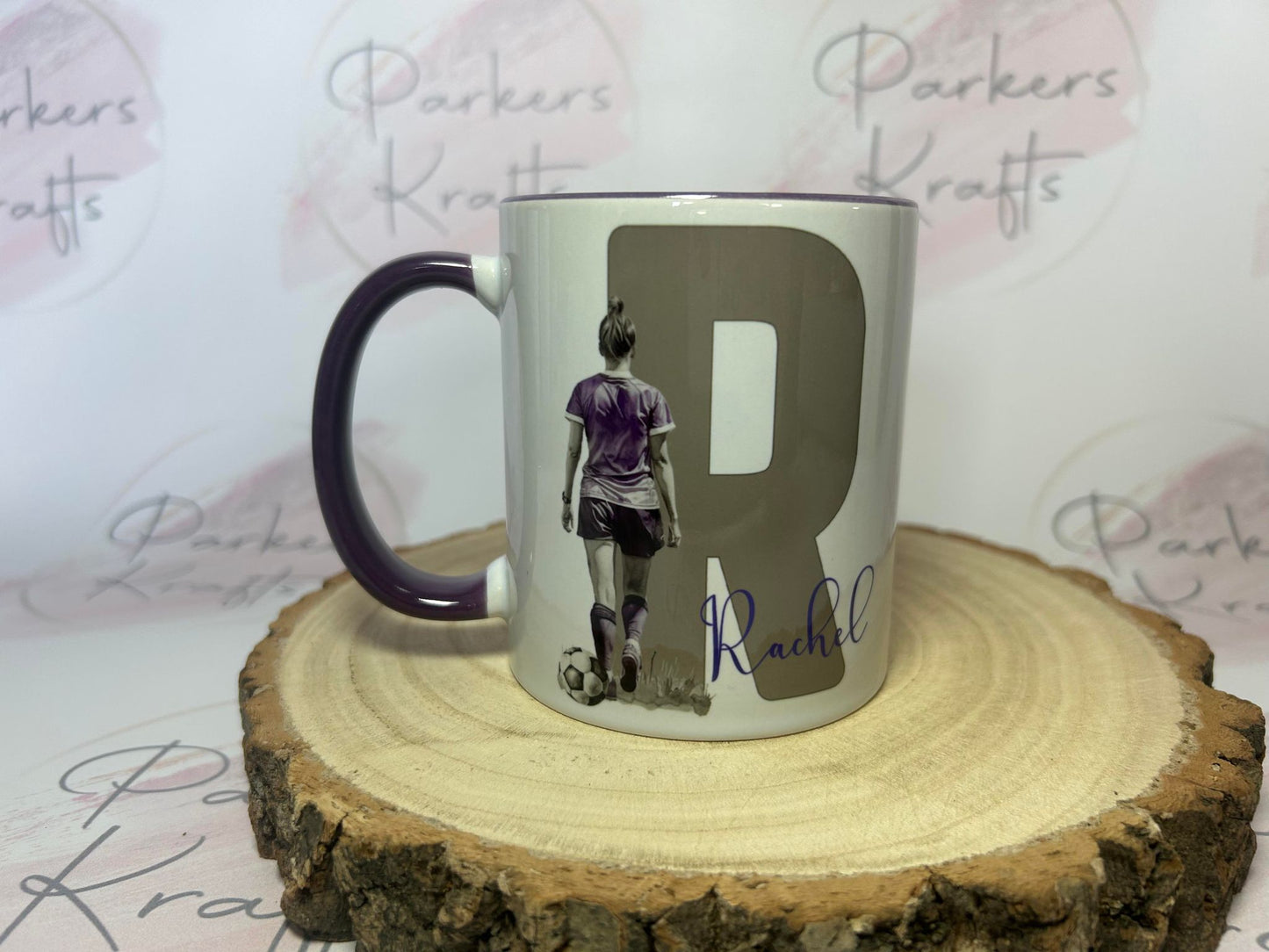 Personalised Football Girl Initial Mugs