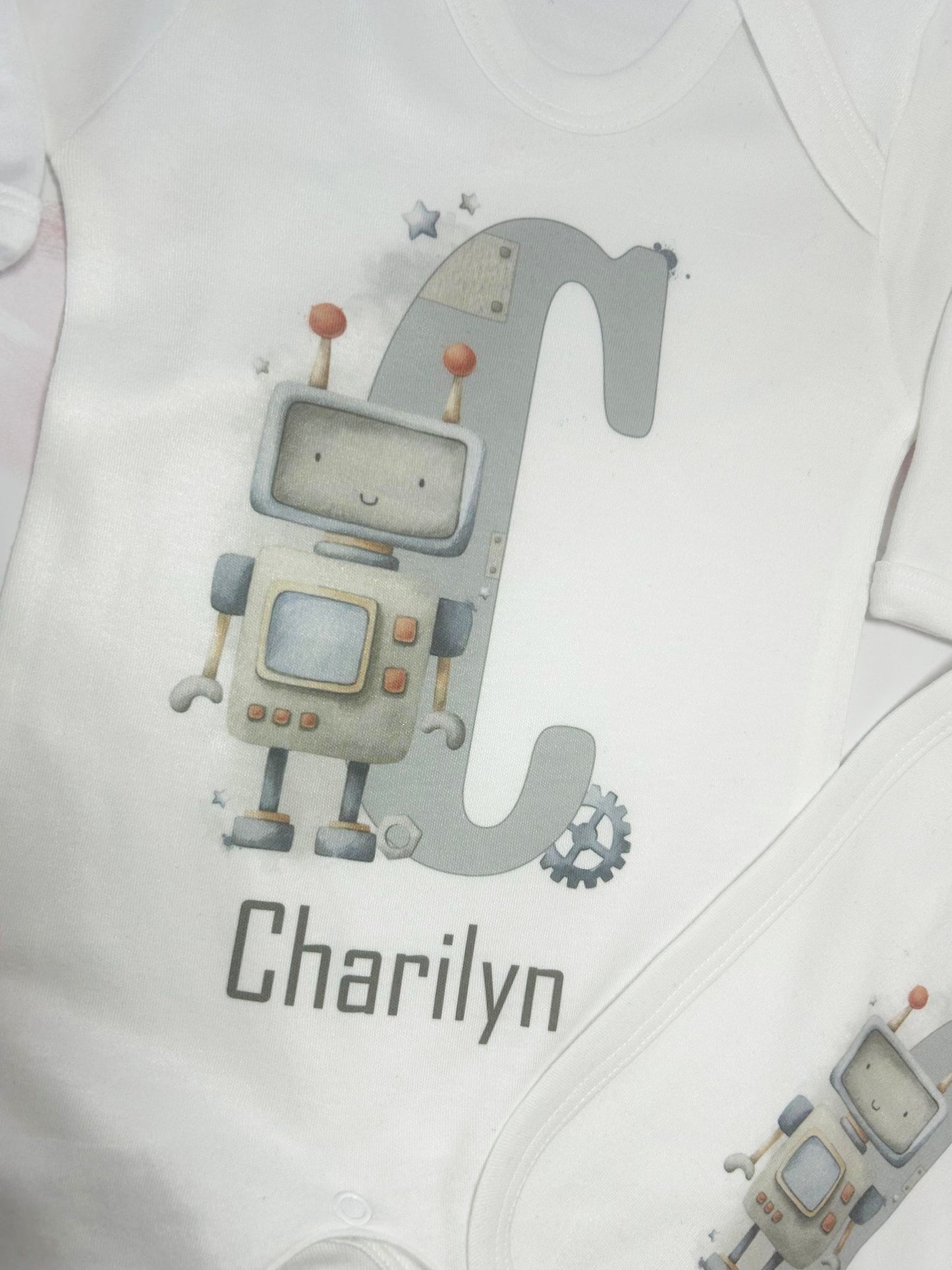 Personalised Robot Romper & Bib Set