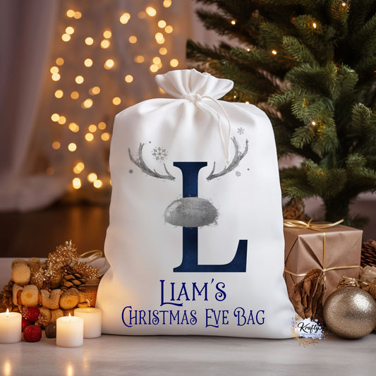Reindeer Initials Christmas Sack