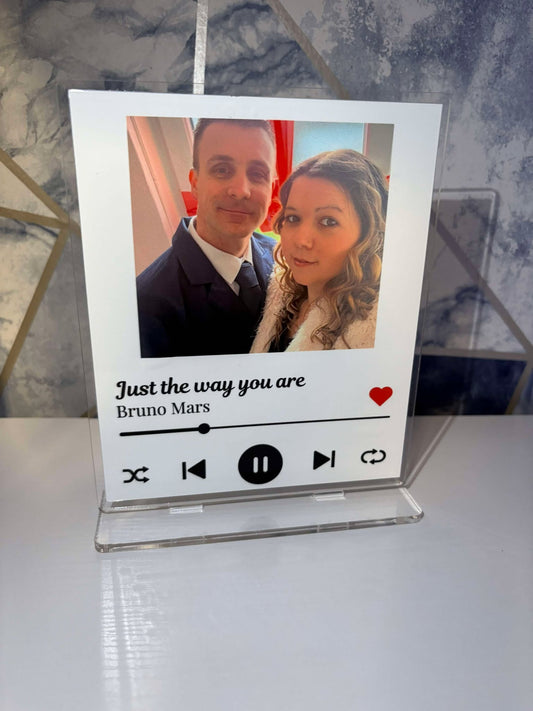 Personalised Photo Song Acrylic Plaque - With Stand