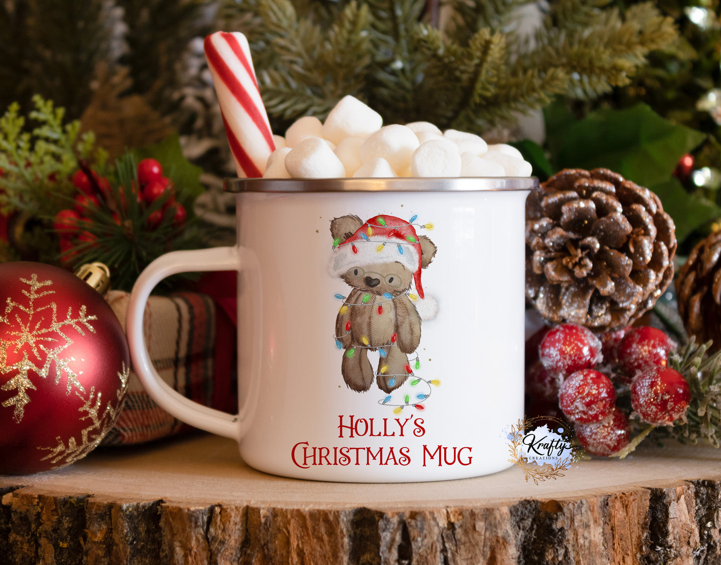 Christmas Bear Enamel Mug