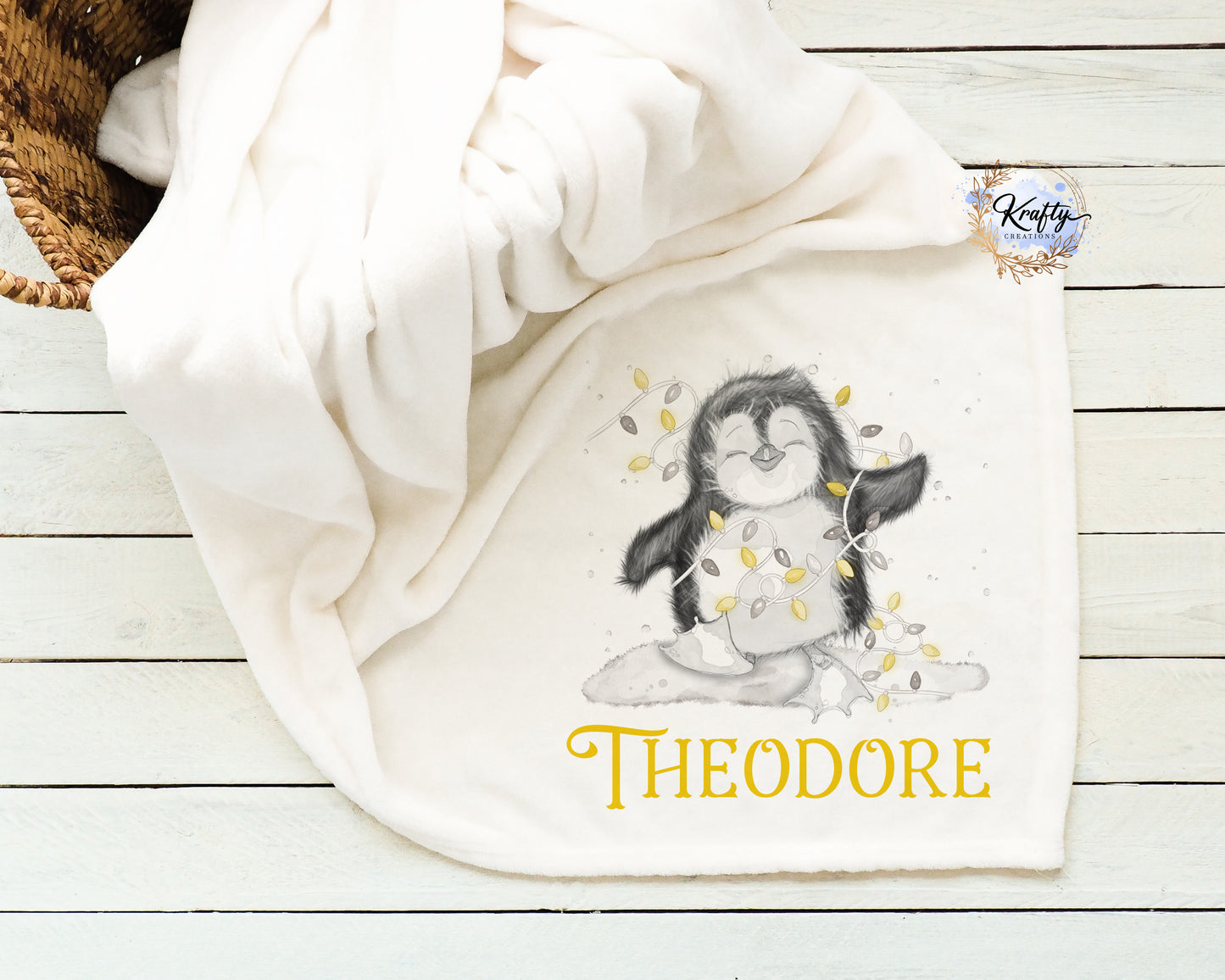 Personalised Penguin Blanket