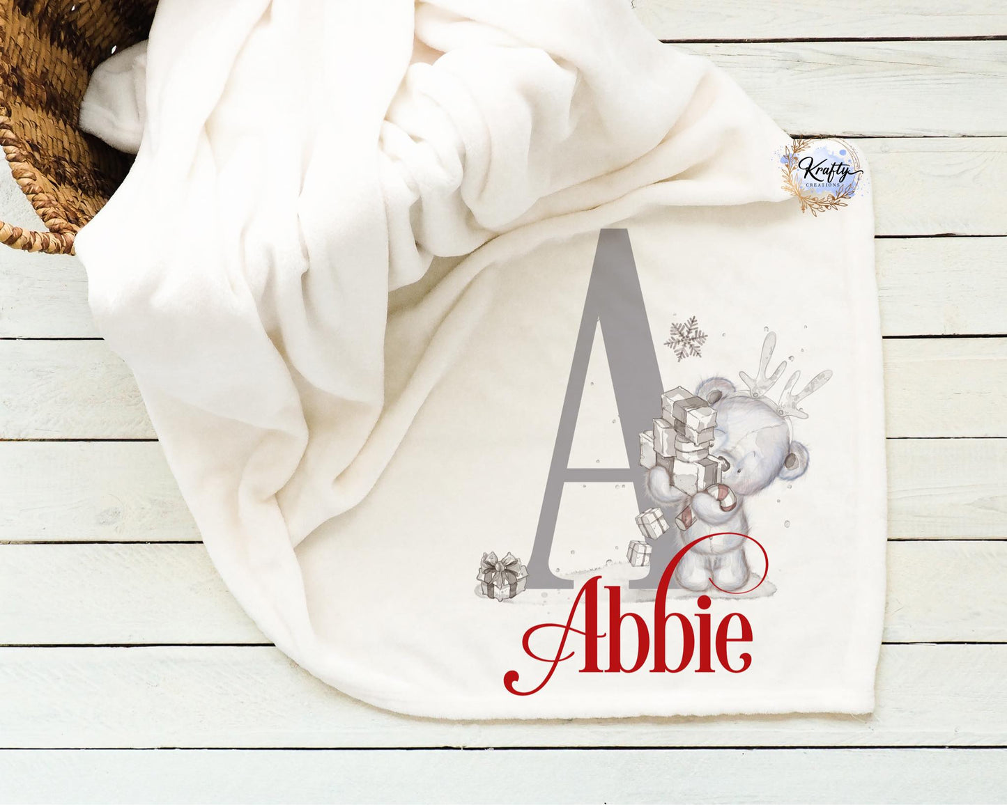 Personalised Alphabet Polar Bear Blanket