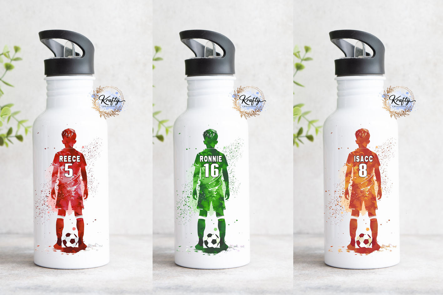 Splash Football Player Water Bottle