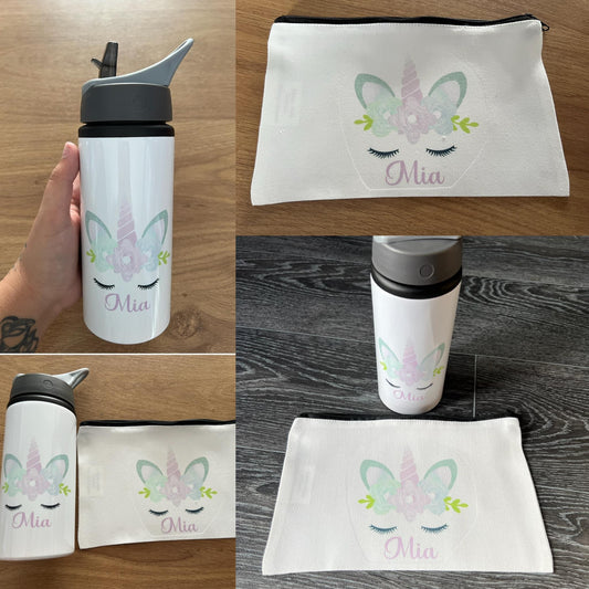 Unicorn Water Bottle & Pencil Case