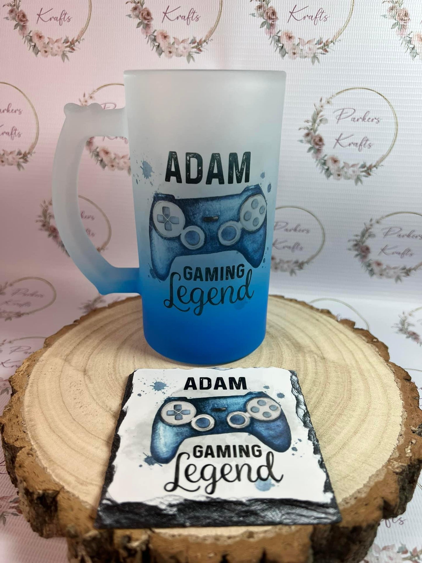 Personalised Gaming Beer Glass & Coaster