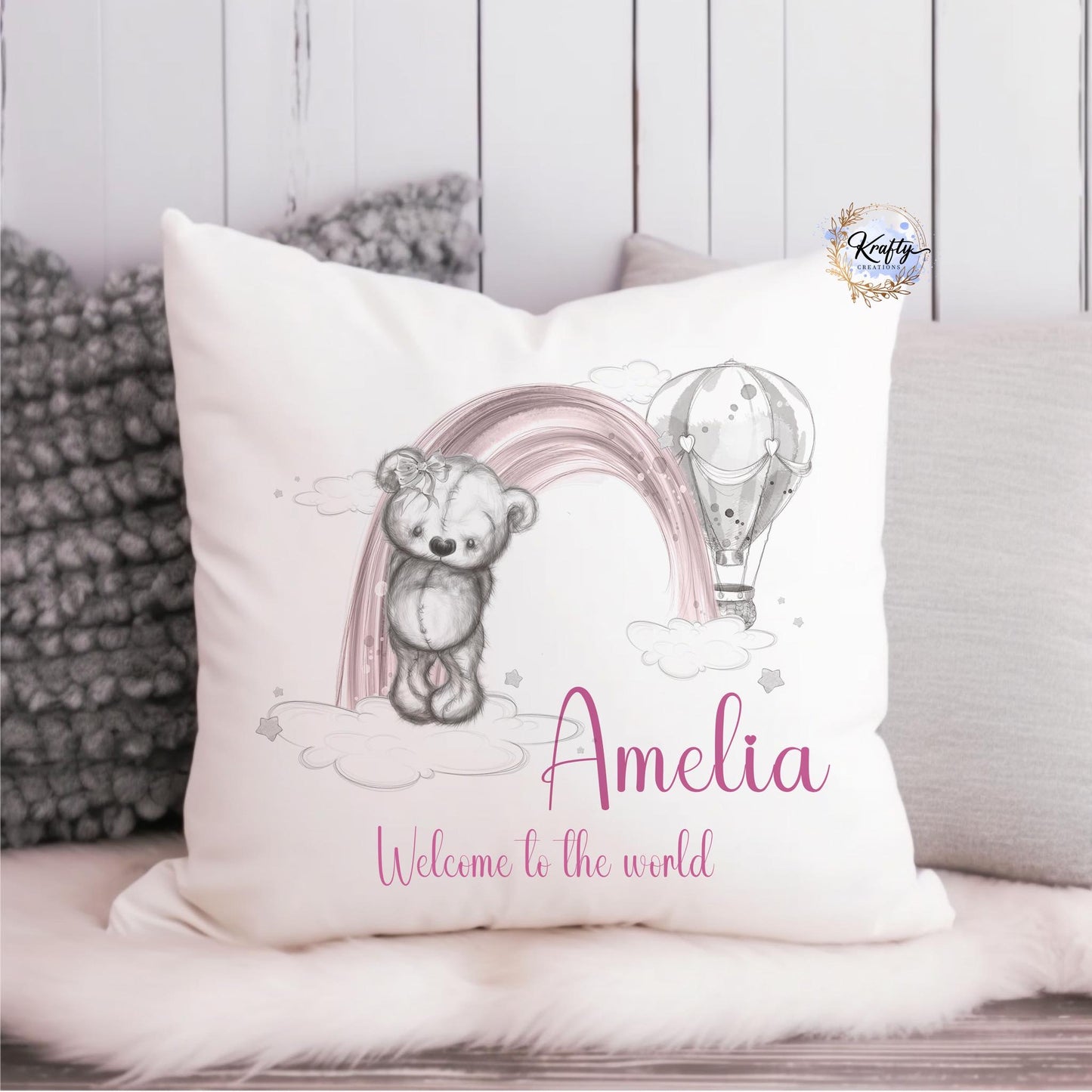 Personalised bear cushion