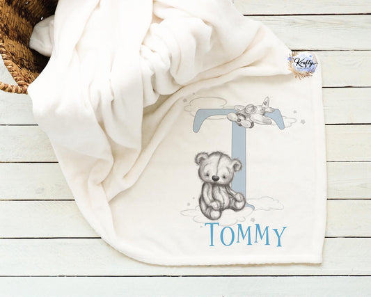 Personalised blue Alphabet bear