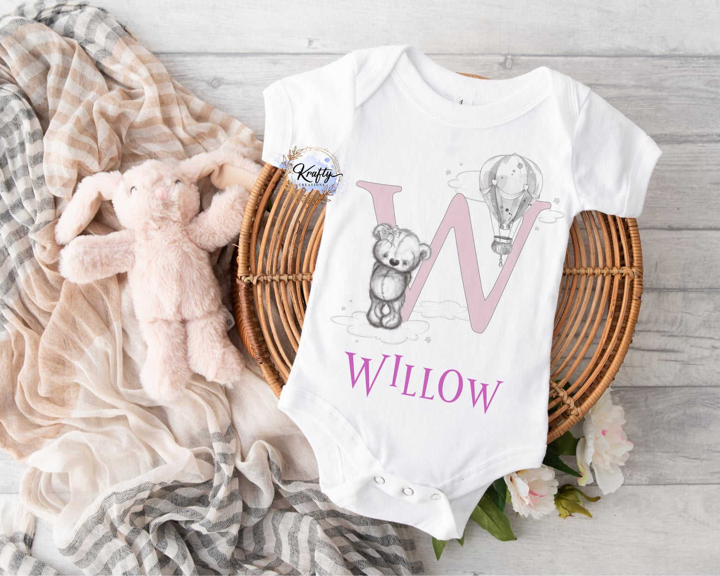 Pink Alphabet Bear Vest & Sleepsuit