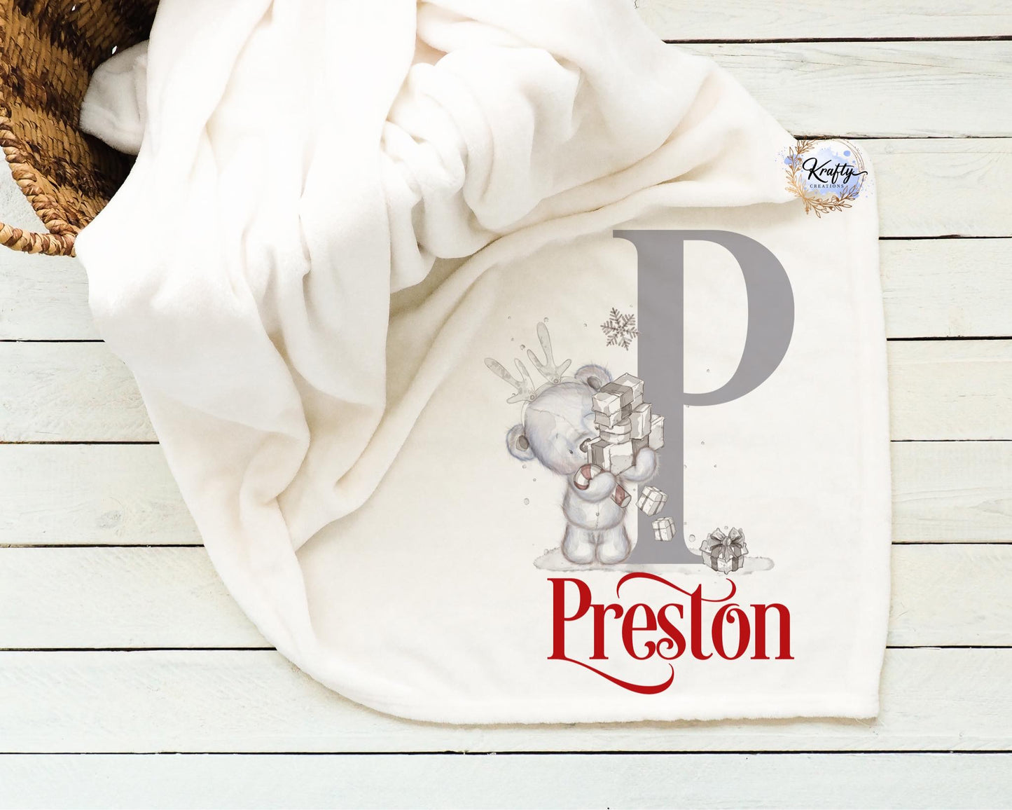 Personalised Alphabet Bear Blanket