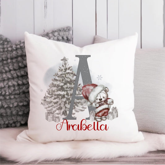 Personalised Santa bear cushion