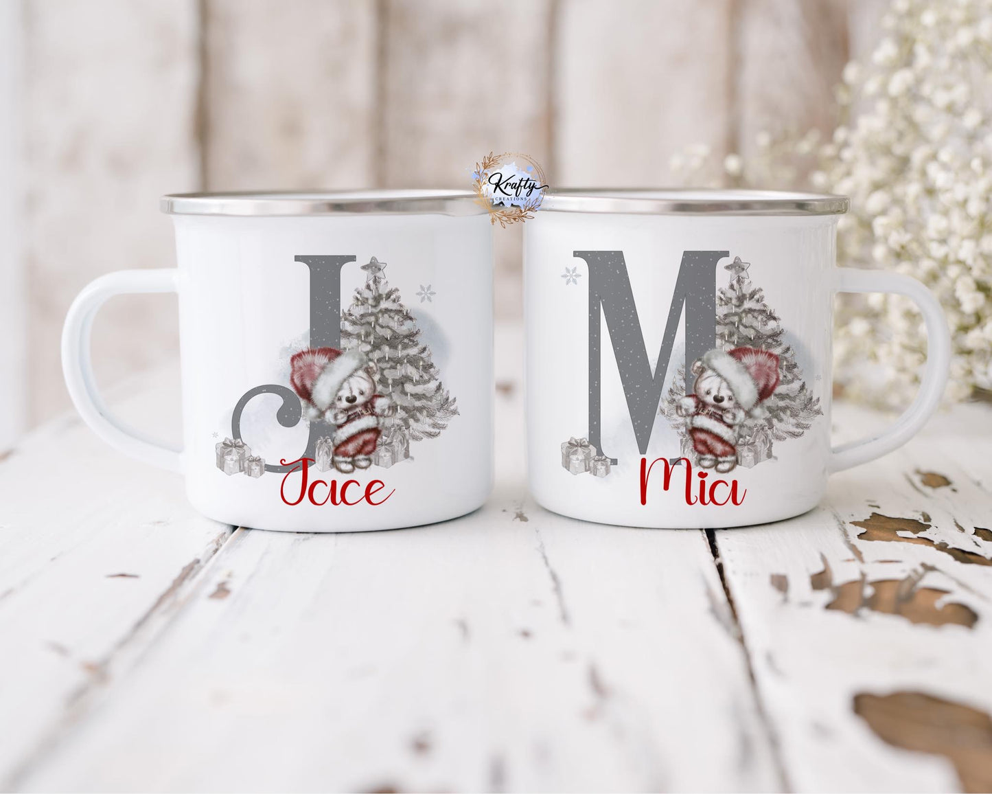 Santa Bear Enamel Mug