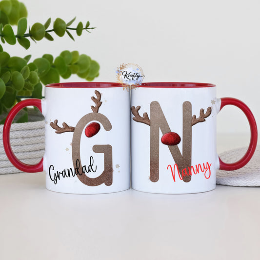 Christmas Reindeer Alphabet Mugs