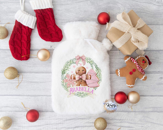 Pink gingerbread man Hot Water Bottle