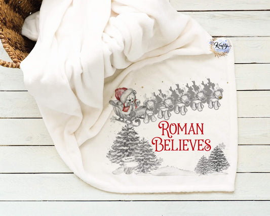 Santa bear North Pole Blanket