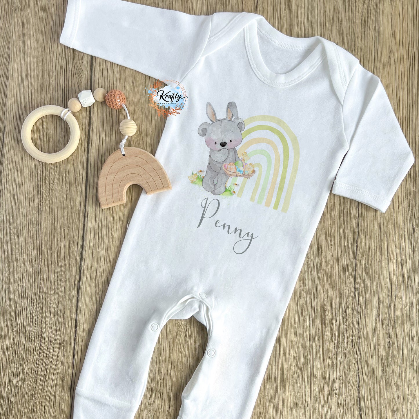 Rainbow Easter Bear Sleepsuits / Vests