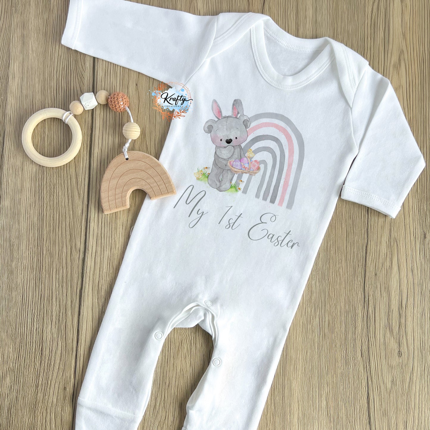 Rainbow Easter Bear Sleepsuits / Vests